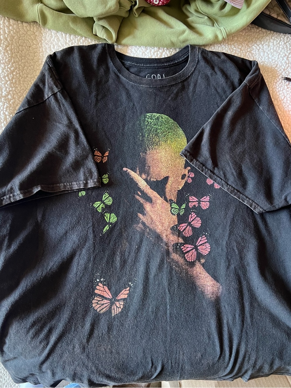 Frank Ocean Graphic Tee with Multicolor Butterfly Design